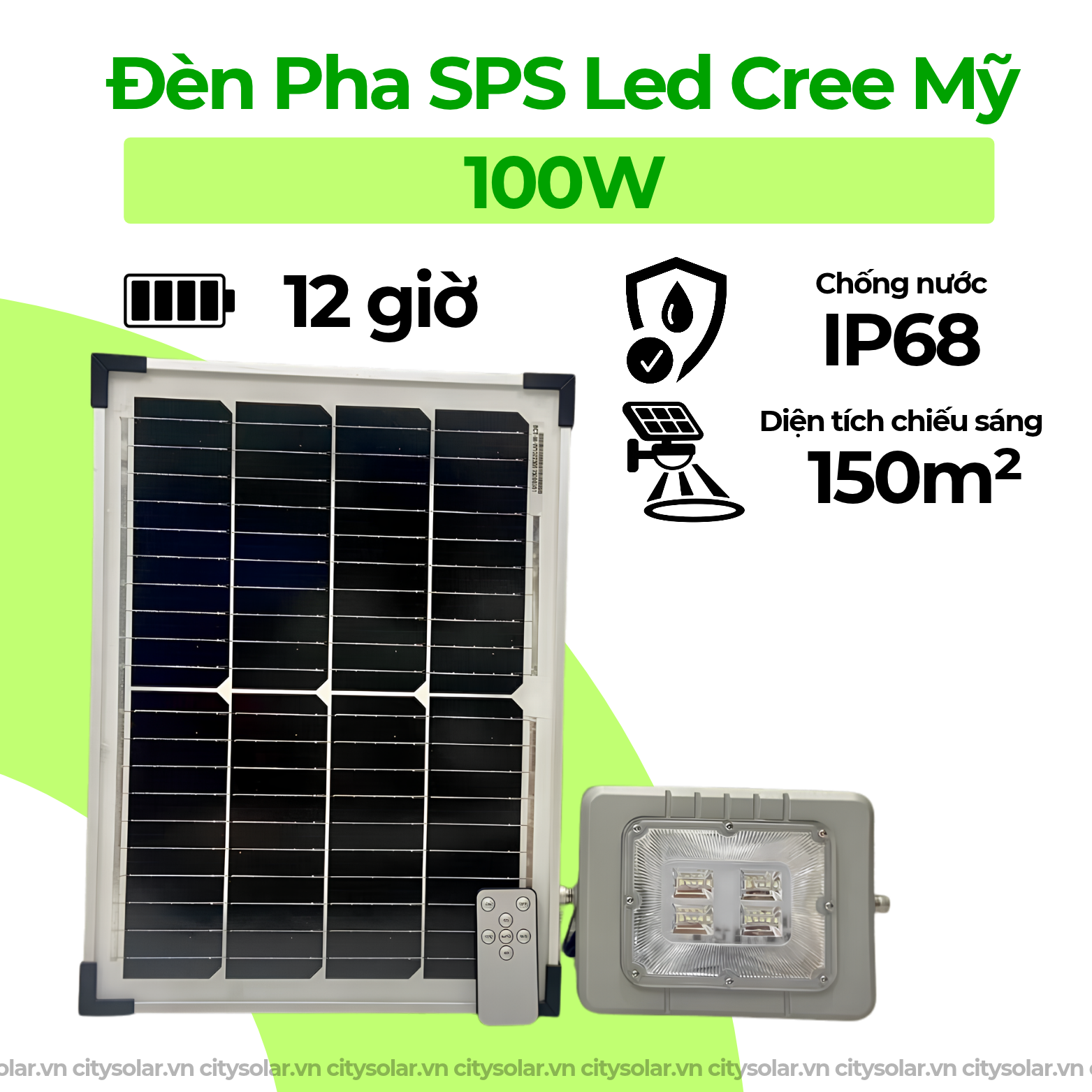 Đèn Pha Năng Lượng Mặt Trời 1000W SPS Chip Cree Led (USA)